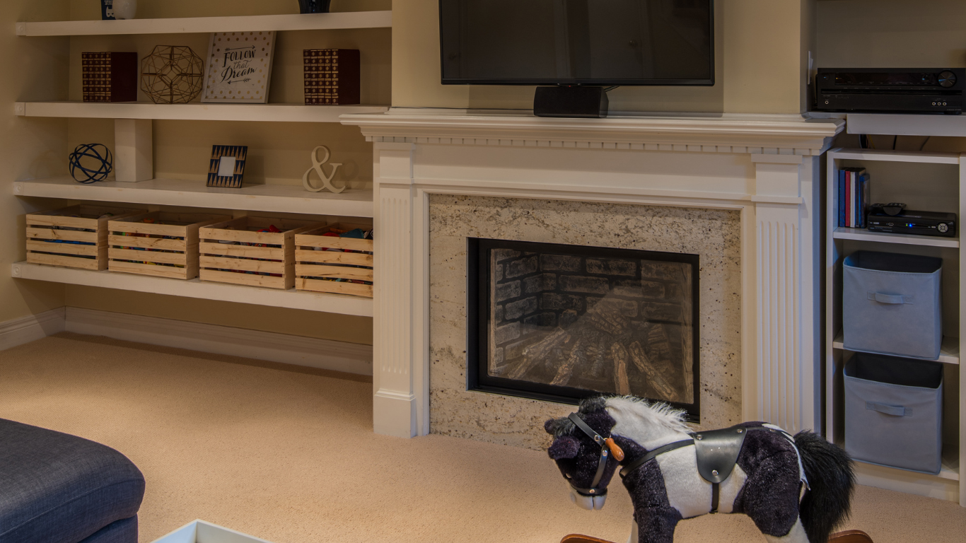 Modern finished basement with rigid foam insulation